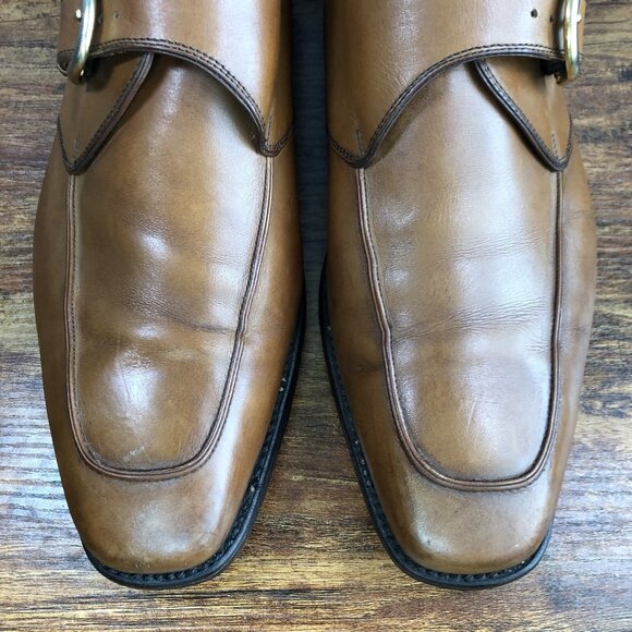 Brooks Brothers Mens Size 12 Brown Slip On‎ Dress Shoes Monk Strap Gold Buckle - Picture 2 of 10